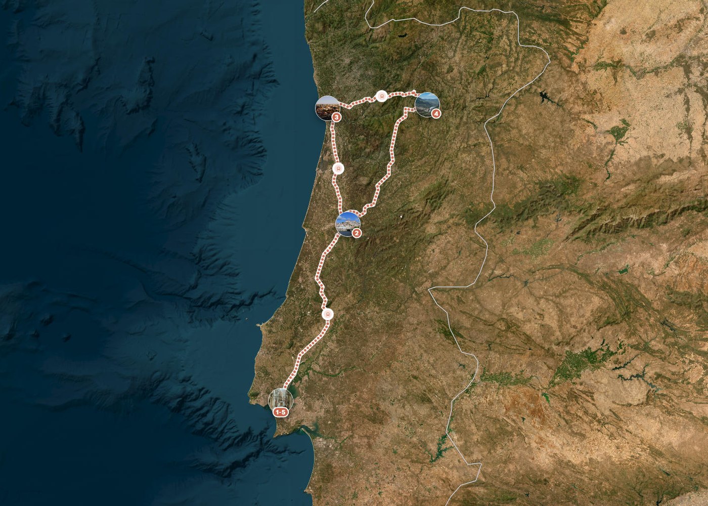 Routenkarte: Klassische Portugal-Route in 11 Tagen — 11 Tage, 5 Stopps, ~850 km, ideale Reisezeit: Frühling